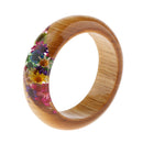 Transparent Resin Bracelet Bangle Dried Flower Wood Cuff Bracelet Jewelry