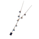 Women Fashion Vintage Square Crystal Rhinestone Pendant Long Sweater Chain Necklace Jewelry