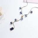 Women Fashion Vintage Square Crystal Rhinestone Pendant Long Sweater Chain Necklace Jewelry