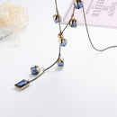 Women Fashion Vintage Square Crystal Rhinestone Pendant Long Sweater Chain Necklace Jewelry