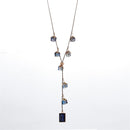 Women Fashion Vintage Square Crystal Rhinestone Pendant Long Sweater Chain Necklace Jewelry