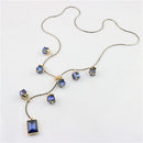 Women Fashion Vintage Square Crystal Rhinestone Pendant Long Sweater Chain Necklace Jewelry
