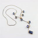 Women Fashion Vintage Square Crystal Rhinestone Pendant Long Sweater Chain Necklace Jewelry