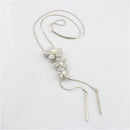 Girls Lady Fashion Style Charm Crystal Flower Pendant Sweater Chain Necklace Silver