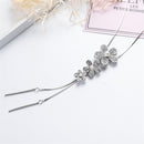 Girls Lady Fashion Style Charm Crystal Flower Pendant Sweater Chain Necklace Silver