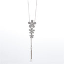 Girls Lady Fashion Style Charm Crystal Flower Pendant Sweater Chain Necklace Silver