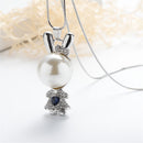 Women Girls Fashion Crystal Cute Rabbit Pendant Long Sweater Chain Necklace Silver