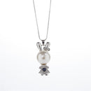 Women Girls Fashion Crystal Cute Rabbit Pendant Long Sweater Chain Necklace Silver
