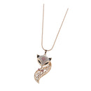 Fashion Crystal Rhinestone Fox Pendant Necklace Long Sweater Chain Jewelry