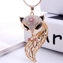 Fashion Crystal Rhinestone Fox Pendant Necklace Long Sweater Chain Jewelry