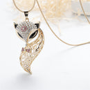 Fashion Crystal Rhinestone Fox Pendant Necklace Long Sweater Chain Jewelry
