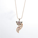 Fashion Crystal Rhinestone Fox Pendant Necklace Long Sweater Chain Jewelry