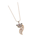 Fashion Crystal Rhinestone Fox Pendant Necklace Long Sweater Chain Jewelry