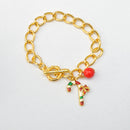 Gold Tone Chain Christmas Bracelet Xmas Gift Bangle Holiday Toggle Clasp Jewelry Perfect Gift for Girls Women