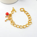 Gold Tone Chain Christmas Bracelet Xmas Gift Bangle Holiday Toggle Clasp Jewelry Perfect Gift for Girls Women