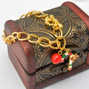 Gold Tone Chain Christmas Bracelet Xmas Gift Bangle Holiday Toggle Clasp Jewelry Perfect Gift for Girls Women