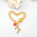 Gold Tone Chain Christmas Bracelet Xmas Gift Bangle Holiday Toggle Clasp Jewelry Perfect Gift for Girls Women