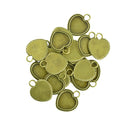 20pcs Heart Pendant Trays Pendant Blanks Cameo Bezel Cabochon Settings