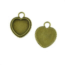 20pcs Heart Pendant Trays Pendant Blanks Cameo Bezel Cabochon Settings
