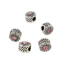 5pcs Crystal Rhinestone Antique Silver Big Hole Spacer Charm Beads 11 X 7mm