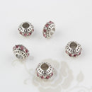 5pcs Vintage Beads With Rhinestone Charms Fit DIY Bracelet Bangle Jewelry