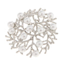 Womens Fancy Vintage Crystal Faux Pearl Flower Bezel Wedding Party Brooch