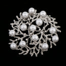 Womens Fancy Vintage Crystal Faux Pearl Flower Bezel Wedding Party Brooch