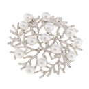Womens Fancy Vintage Crystal Faux Pearl Flower Bezel Wedding Party Brooch
