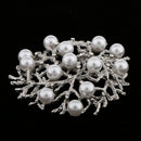 Womens Fancy Vintage Crystal Faux Pearl Flower Bezel Wedding Party Brooch