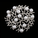 Womens Fancy Vintage Crystal Faux Pearl Flower Bezel Wedding Party Brooch