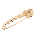 Large Safety Pin Crystal Inlay Rose Flower Pin Head Brooch Hijab Pin - Gold