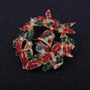 Christmas Enamel Flower Garland Crystal Rhinestone Brooch Pin Jewelry Gift