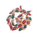 Christmas Enamel Flower Garland Crystal Rhinestone Brooch Pin Jewelry Gift