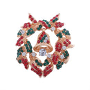 Christmas Enamel Flower Garland Crystal Rhinestone Brooch Pin Jewelry Gift