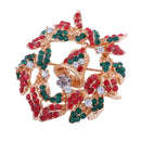 Christmas Enamel Flower Garland Crystal Rhinestone Brooch Pin Jewelry Gift