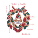 Christmas Enamel Flower Garland Crystal Rhinestone Brooch Pin Jewelry Gift