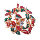 Christmas Enamel Flower Garland Crystal Rhinestone Brooch Pin Jewelry Gift