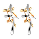 Women Girls Elegant Delicate Double Colors Cross Ear Studs Earrings Jewelry