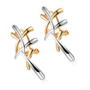 Women Girls Elegant Delicate Double Colors Cross Ear Studs Earrings Jewelry