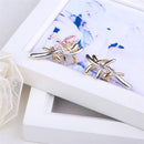 Women Girls Elegant Delicate Double Colors Cross Ear Studs Earrings Jewelry