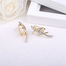 Women Girls Elegant Delicate Double Colors Cross Ear Studs Earrings Jewelry