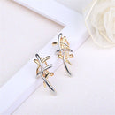 Women Girls Elegant Delicate Double Colors Cross Ear Studs Earrings Jewelry