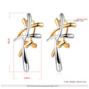 Women Girls Elegant Delicate Double Colors Cross Ear Studs Earrings Jewelry