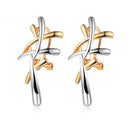 Women Girls Elegant Delicate Double Colors Cross Ear Studs Earrings Jewelry
