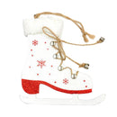 4 Pieces Snowflake Pattern Wooden Sleds Boots Christmas Xmas Tree Party Winter Themed New Year Hanging Tags