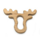 Handmade Natural Wooden Deer Elk Head Shape Baby Teether Teething Toy Shower