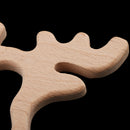Handmade Natural Wooden Deer Elk Head Shape Baby Teether Teething Toy Shower