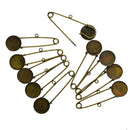 10pcs DIY Brooch Lapel Pins 20mm Blank Circle Bezel Cabochon Retro Bronze