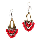 Red Beads Bunch Earrings Dangle Ethnic Tribe Fashion Ear Fish Hook Jewelry
