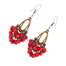 Red Beads Bunch Earrings Dangle Ethnic Tribe Fashion Ear Fish Hook Jewelry